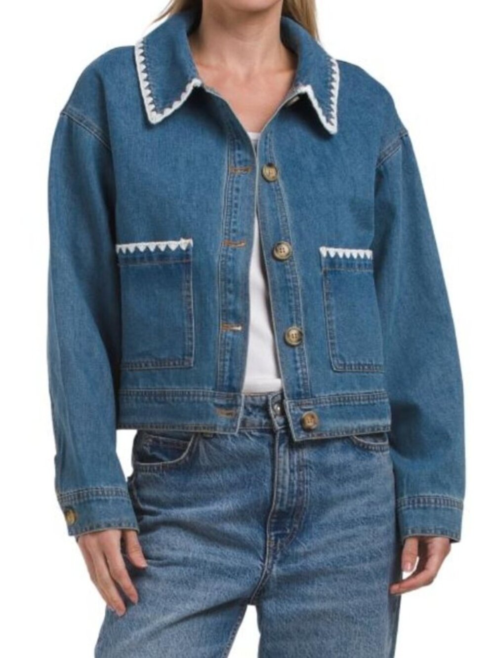 CUPCAKES & CASHMERE Whipstitch Denim Jacket